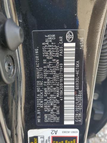 4T1BK3DB1BU371949 - 2011 TOYOTA AVALON BASE BLACK photo 13