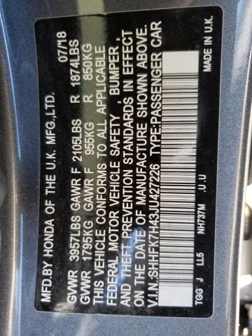 SHHFK7H43JU427226 - 2018 HONDA CIVIC SPORT 烧焦的 照片 12