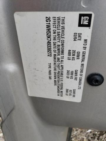 2G1WH52K749338272 - 2004 CHEVROLET IMPALA LS SILVER photo 12