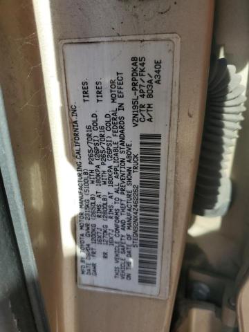 5TEGN92NX4Z462262 - 2004 TOYOTA TACOMA DOUBLE CAB PRERUNNER TAN photo 12