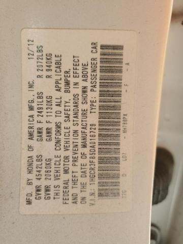 1HGCR3F85DA016729 - 2013 HONDA ACCORD EXL თეთრი ფოტო 12