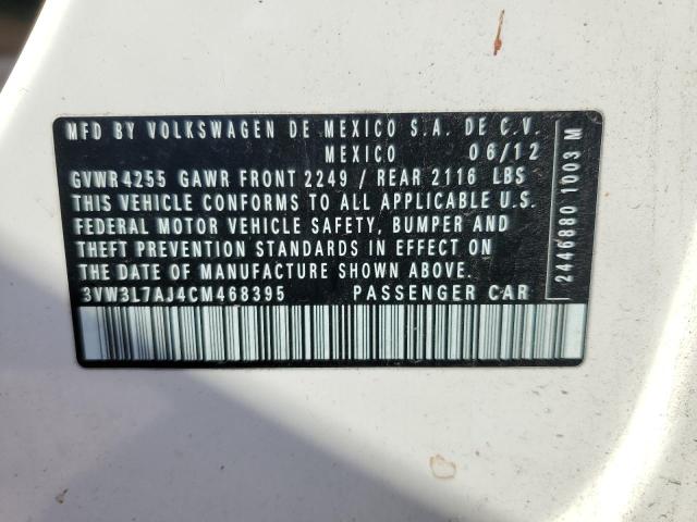 3VW3L7AJ4CM468395 - 2012 VOLKSWAGEN JETTA TDI WHITE photo 12