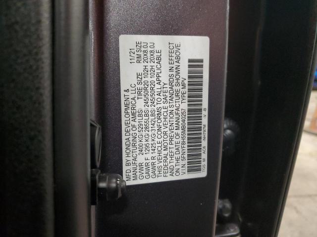 5FNYF8H55MB040257 - 2021 HONDA PASSPORT EXL Grau Foto 13