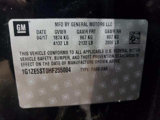 1G1ZE5ST0HF255004 - 2017 CHEVROLET MALIBU LT 黑色 照片 12