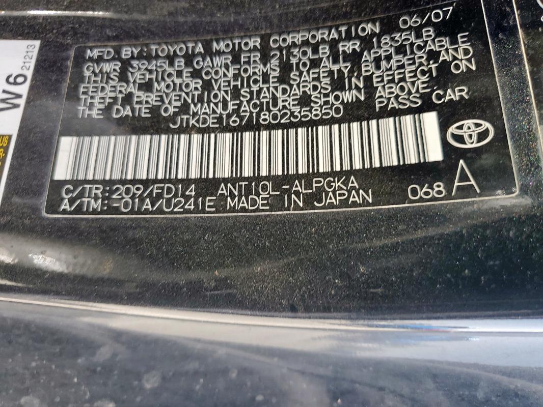 JTKDE167180235850 - 2008 TOYOTA SCION TC Qara foto 12