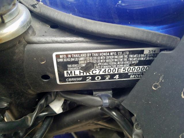 MLHRC7400E5000007 - 2014 HONDA CBR650 F  photo 10