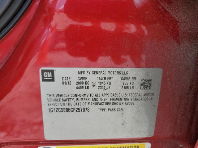 1G1ZC5E06CF257078 - 2012 CHEVROLET MALIBU 1LT 红色 照片 12