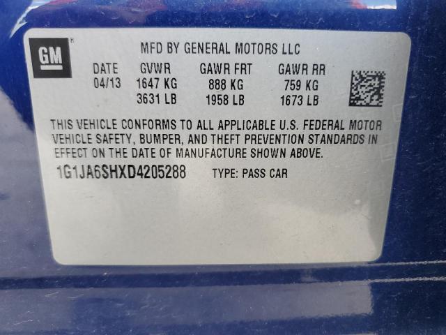 1G1JA6SHXD4205288 - 2013 CHEVROLET SONIC LS 蓝色 照片 12
