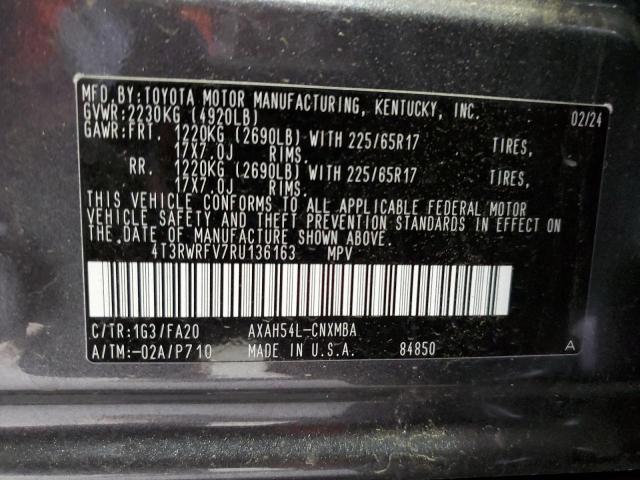 4T3RWRFV7RU136163 - 2024 TOYOTA RAV4 XLE GRAY photo 13