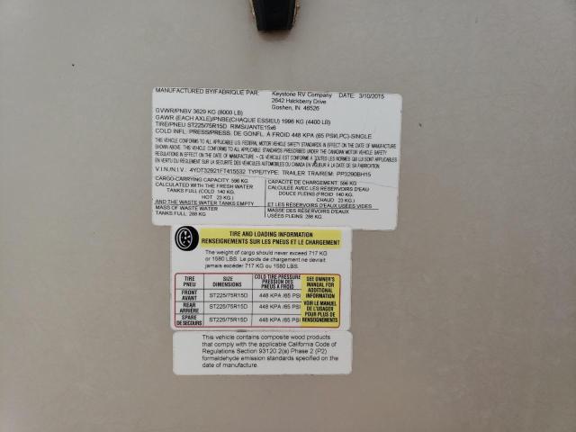4YDT32921FT415532 - 2015 KEYSTONE TRAILER 棕色 照片 10