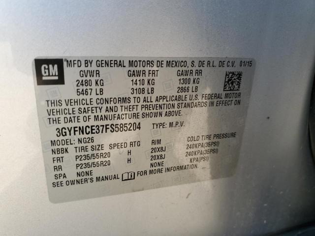 3GYFNCE37FS585204 - 2015 CADILLAC SRX PERFORMANCE COLLECTION Argent photo 13