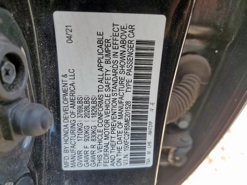 19XFC2F85ME201528 - 2021 HONDA CIVIC SPORT 黑色 照片 12