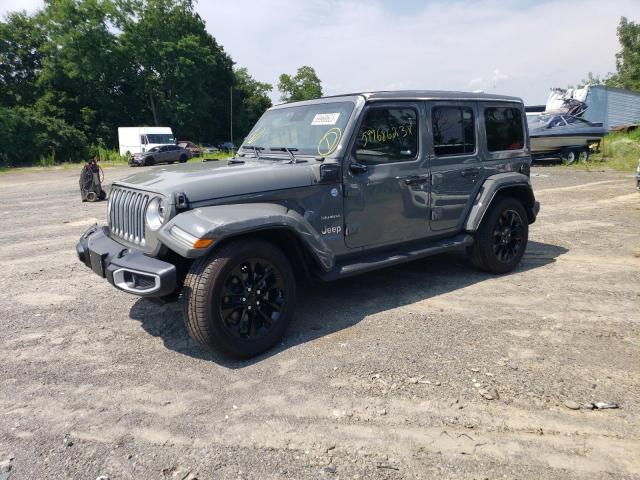 1C4JJXP65MW757824 - 2021 JEEP WRANGLER U SAHARA 4XE GRAY photo 1