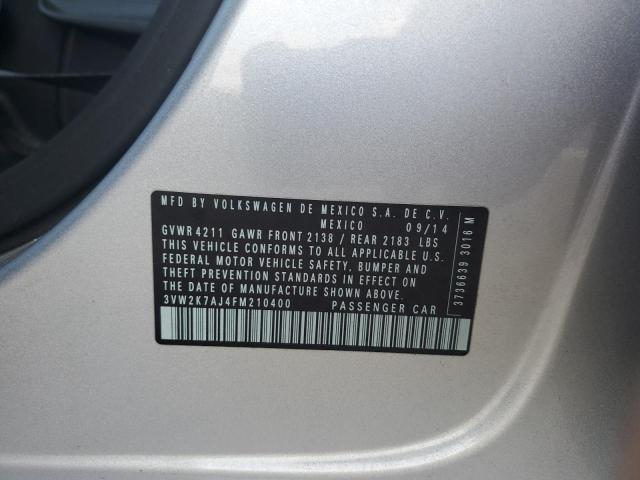 3VW2K7AJ4FM210400 - 2015 VOLKSWAGEN JETTA BASE Grau Foto 12