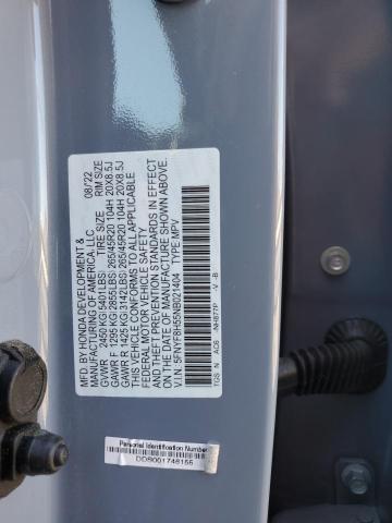 5FNYF8H55NB021404 - 2022 HONDA PASSPORT EXL BLUE photo 13