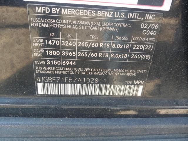 4JGBF71E57A102811 - 2007 MERCEDES-BENZ GL 450 4MATIC BLACK photo 10