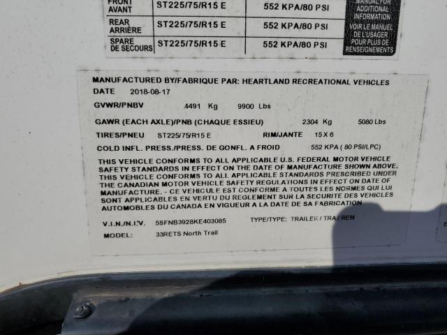 5SFNB3928KE403085 - 2019 HEARTLAND GATEWAY 米色 照片 10