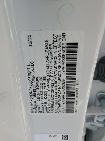 19UUB6F50NA003694 - 2022 ACURA TLX TECH A WHITE photo 12