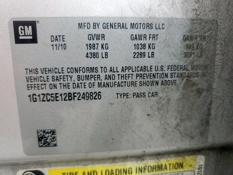 1G1ZC5E12BF249826 - 2011 CHEVROLET MALIBU 1LT 银色 照片 13