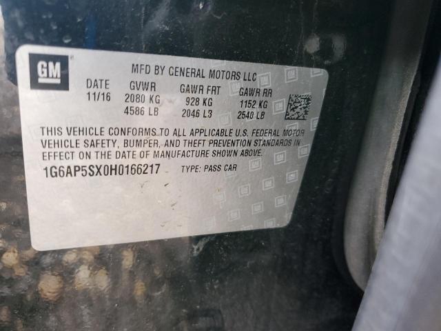 1G6AP5SX0H0166217 - 2017 CADILLAC CTS 黑色 照片 12