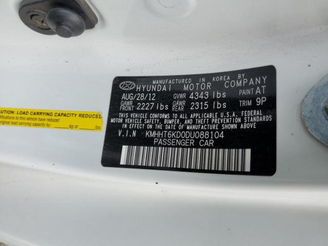 KMHHT6KD0DU088104 - 2013 HYUNDAI GENESIS CO 2.0T WHITE photo 12