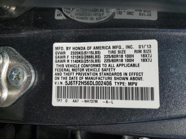 5J6TF2H56DL002406 - 2013 HONDA CROSSTOUR EXL ნაცრისფერი ფოტო 13