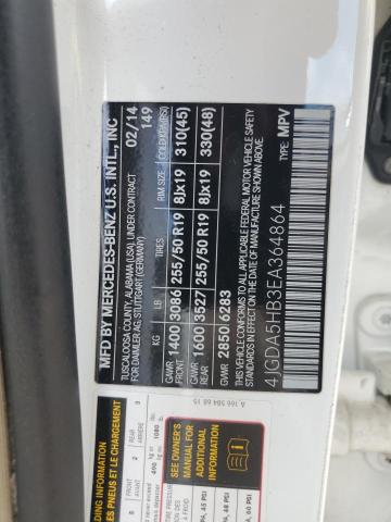 4JGDA5HB3EA364864 - 2014 MERCEDES-BENZ ML 350 4MATIC WHITE photo 12