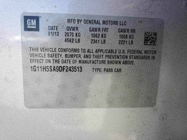 1G11H5SA9DF243513 - 2013 CHEVROLET MALIBU LTZ SILVER photo 12