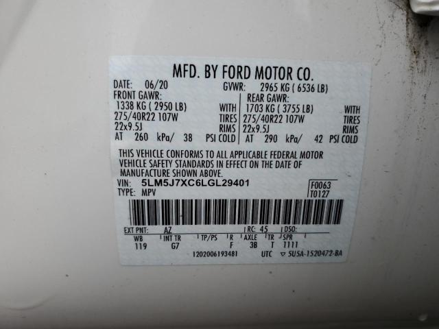 5LM5J7XC6LGL29401 - 2020 LINCOLN AVIATOR RESERVE WHITE photo 13