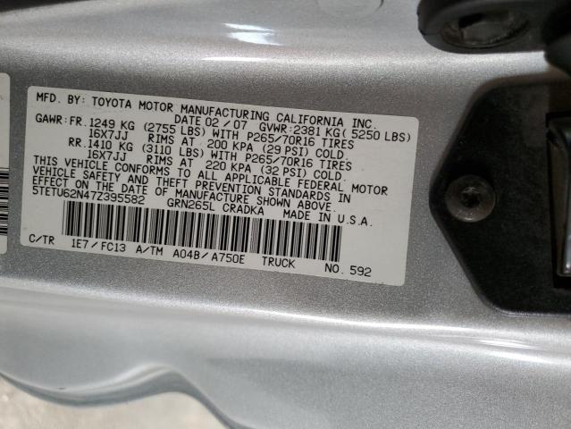 5TETU62N47Z395582 - 2007 TOYOTA TACOMA PRERUNNER ACCESS CAB SILVER photo 12