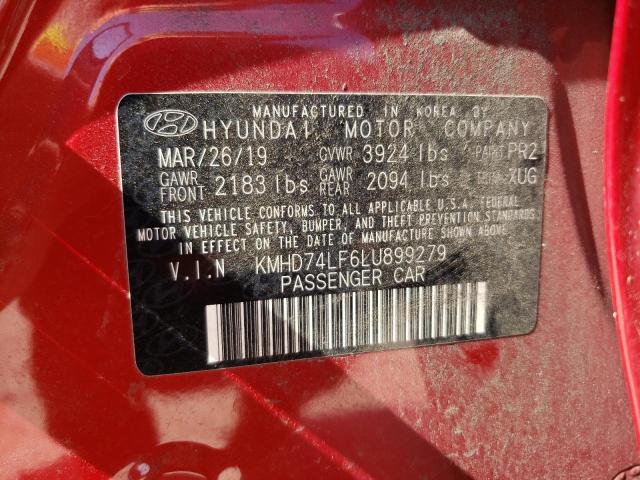 KMHD74LF6LU899279 - 2020 HYUNDAI ELANTRA SE RED photo 12