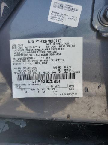 MAJ3S2GE4KC308834 - 2019 FORD ECOSPORT SE ნაცრისფერი ფოტო 13