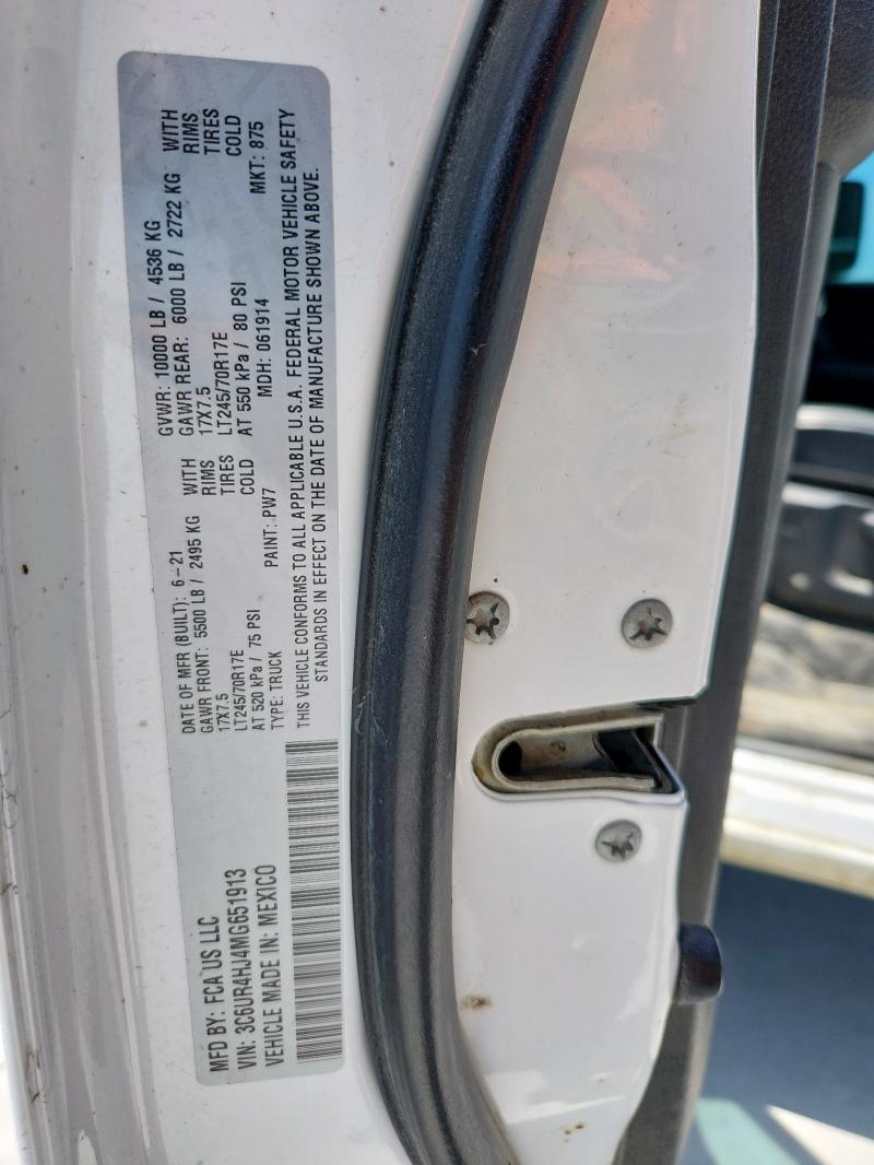 3C6UR4HJ4MG651913 - 2021 RAM 2500 TRADESMAN أبيض صورة 12