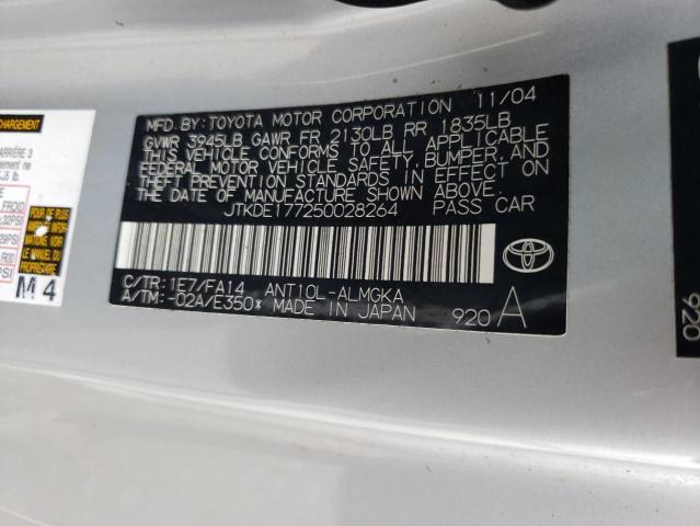 JTKDE177250028264 - 2005 TOYOTA SCION TC 银色 照片 12