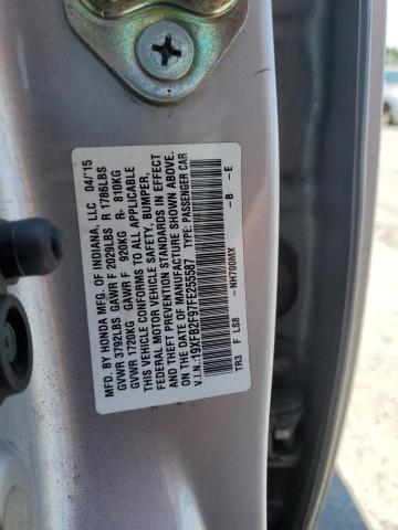 19XFB2F97FE255587 - 2015 HONDA CIVIC EXL SILVER photo 12