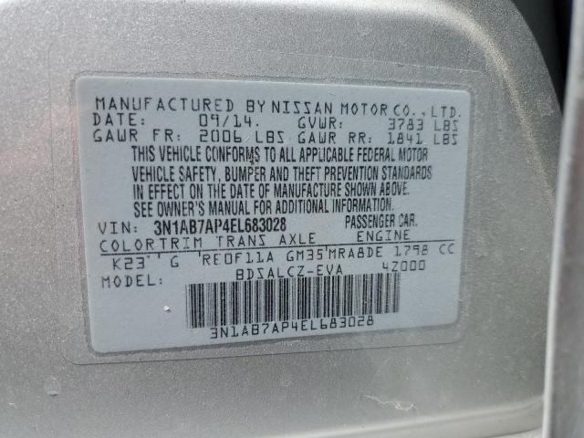 3N1AB7AP4EL683028 - 2014 NISSAN SENTRA S SILVER photo 12