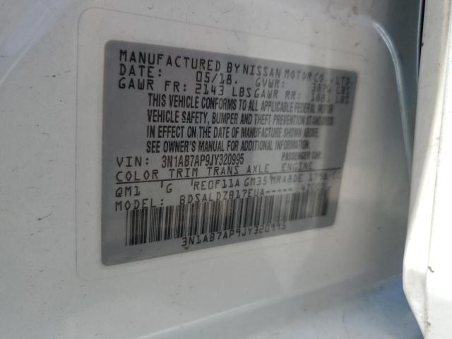 3N1AB7AP9JY320995 - 2018 NISSAN SENTRA S WHITE photo 12