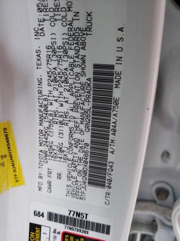 5TFJU4GN0DX046670 - 2013 TOYOTA TACOMA DOUBLE CAB PRERUNNER WHITE photo 12