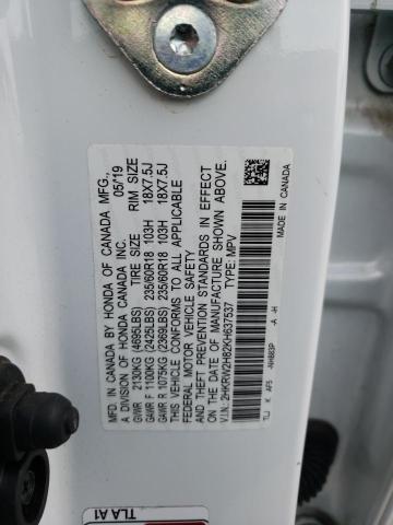 2HKRW2H82KH637537 - 2019 HONDA CR-V EXL WHITE photo 13