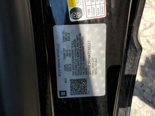 1G1FE1R74K0155227 - 2019 CHEVROLET CAMARO SS Czarny zdjęcie 12