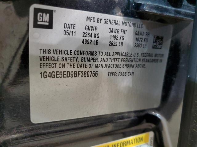 1G4GE5ED9BF380766 - 2011 BUICK LACROSSE CXS BLACK photo 12