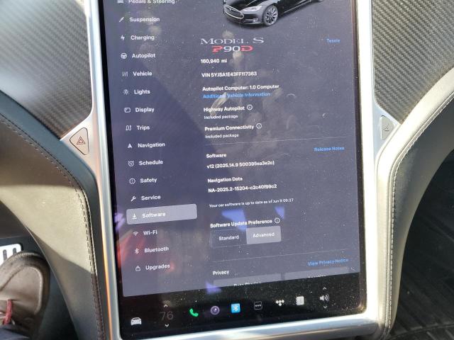 5YJSA1E43FF117363 - 2015 TESLA MODEL S 黑色 照片 9