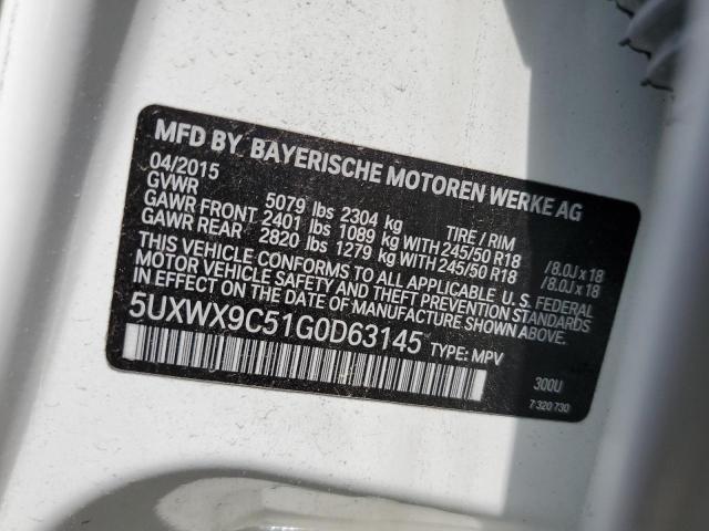 5UXWX9C51G0D63145 - 2016 BMW X3 XDRIVE28I WHITE photo 12