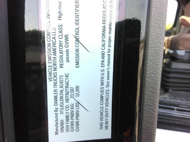 1FUJGLDR7HLJG4273 - 2017 FREIGHTLINER CASCADIA 1 შავი ფოტო 10