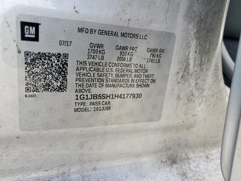 1G1JB5SH1H4177930 - 2017 CHEVROLET SONIC LS SILVER photo 12