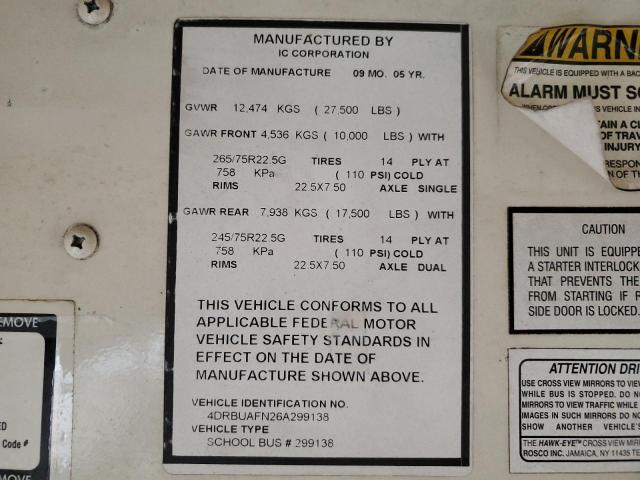 4DRBUAFN26A299138 - 2006 IC CORPORATION 3000 YELLOW photo 10