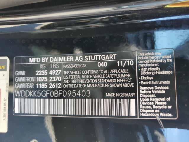 WDDKK5GF0BF095403 - 2011 MERCEDES-BENZ E 350 BLACK photo 12