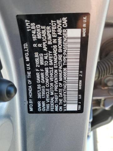 SHHFK7H42JU406836 - 2018 HONDA CIVIC SPORT SILVER photo 12