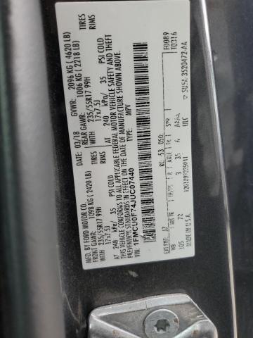 1FMCU0F74JUC07440 - 2018 FORD ESCAPE S GRAY photo 13