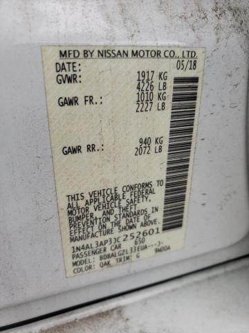 1N4AL3AP3JC252601 - 2018 NISSAN ALTIMA 2.5 Ақ фото 12